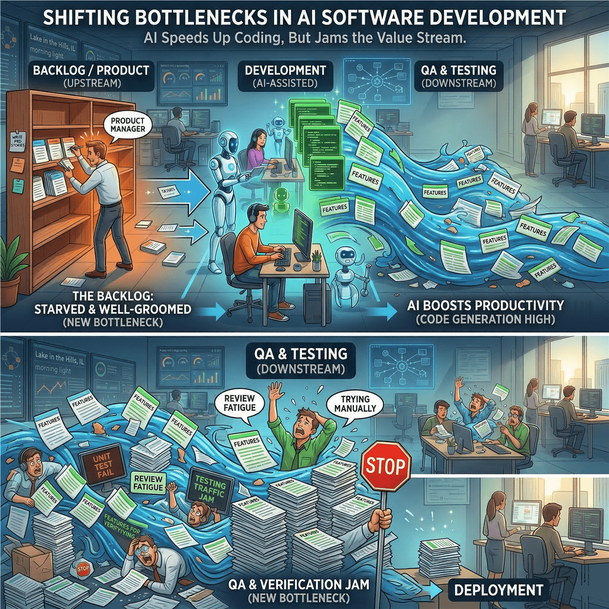 Speeding up coding relocates the bottleneck rather than removing it